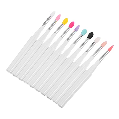 DEARMAMY 10 Stück Teiliges Silikon Lippenbürsten mit Deckel Tragbarer Augen Schattierpinsel für Damen für Lippenstift und Kosmetik Kompakt und für Unterwegs von DEARMAMY
