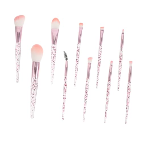 DEARMAMY 10 Stück Teiliges Transparentes Glitter Augen Make Up Pinsel Set mit Ergonomischem Griff Präzisen Pinseln für Lidschatten Verblenden Smudging Leicht zu Reinigen für Mädchen von DEARMAMY