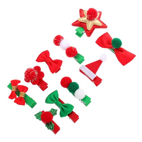 DEARMAMY 10 Stück Teiliges Weihnachts Haarclip Set mit Schleifen und Sternen Festliche Haarspangen für Mädchen und Damen für Weihnachtsfeiern und Dekoration von DEARMAMY