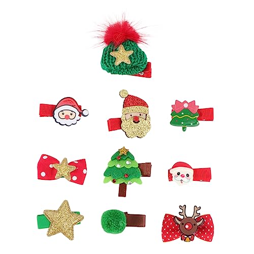DEARMAMY 10 Stück Teiliges Weihnachts Haarspangen Set für Niedliche Cartoon Glocken Haarclips für Festliche Anlässe Haarschmuck für Mädchen zur Weihnachtsfeier von DEARMAMY