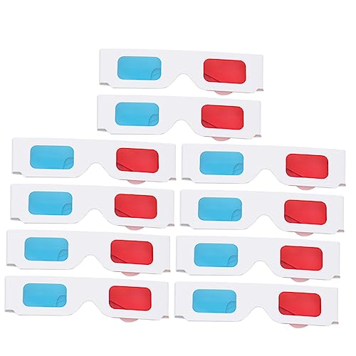 DEARMAMY 10 Teiliges Brillen aus Papierrahmen Rot Blau Anaglyphenbrille für Filme und Spiele Leichte Tragbare Sehbrille für Erwachsene für Movie Viewing von DEARMAMY