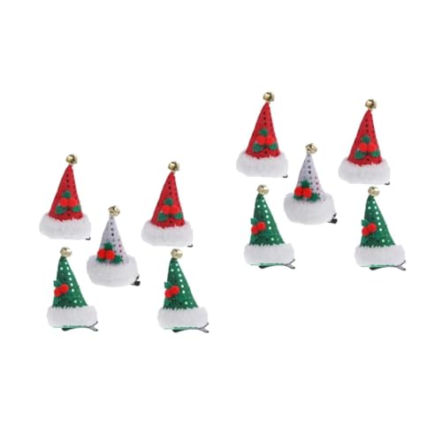 DEARMAMY 10 Teiliges Pailletten Weihnachtsmützen Haarspangen in Rot Grün Silber Dekorative Haarklammern für Mädchen Langlebiges Material Festliche Nikolausmütze Haarschmuck für von DEARMAMY