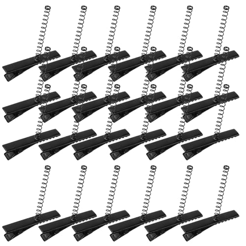 DEARMAMY 100 Stück 4 Cm Große Feder-Haarspangen – Diy-Haarspangen In Entenschnabelform Zum Basteln Für Haarschmuck Für Kinder Und Urlaubsstyling (Schwarze Krokodilklemmen Aus Metall) von DEARMAMY