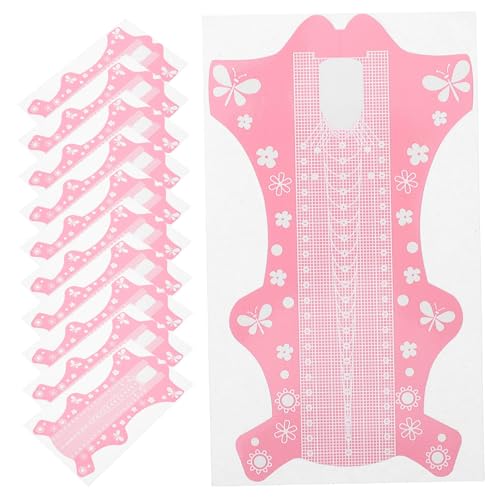 DEARMAMY 100 Stück Nailart-Tablett-Werkzeuge Nagelführungsaufkleber Aufkleber mit Nagelverlängerungsanleitung wiederverwendbare Nagelformen Nageldekorationsaufkleber Papier Rosa von DEARMAMY