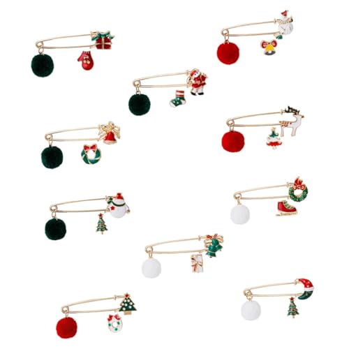 DEARMAMY 10sätze Klassischen Weihnachts-broschen Bunte Kleidungsaccessoires Und Party-dekoration Für Für Festliche Anlässe Und von DEARMAMY