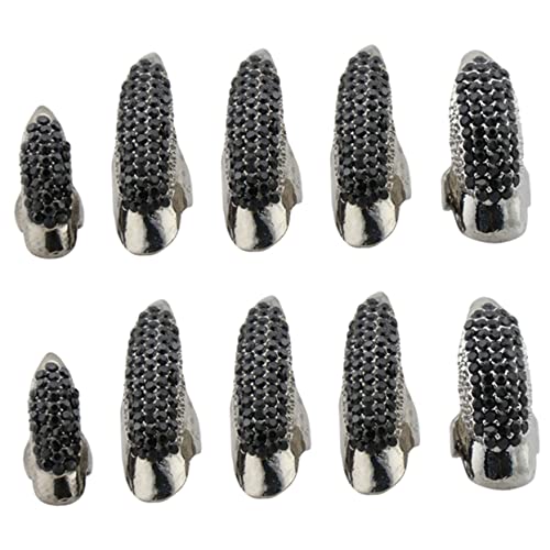 DEARMAMY 10st Adler-klauen-nagel-ring Stift Ringringe Keile Zubehör Nusstablett Abs Servierschalen Für Unterhaltung Schmuck-strasssteine Aufkleber Nussschalen Saucen-teller Black Legierung von DEARMAMY