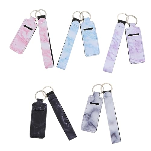 DEARMAMY 10st Lippenstift-Set Mini-lippenbalsam Lippenstift-tubenhalter Kleiner Stand Lippenbalsambeutel Schlüsselanhänger Lippenstift Schlüsselband Bulk-Lipgloss Lippenstift Tasche Neopren von DEARMAMY