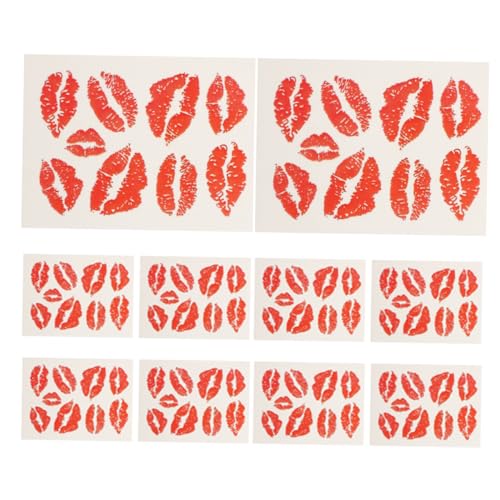 DEARMAMY 10stücke Rote Lippen-aufkleber Temporäre Lippen-tattoos Wasserdichte Gesichtsmarkierungen Lippentattoos Zum Aufkleben Für Partys Kostümzubehör von DEARMAMY