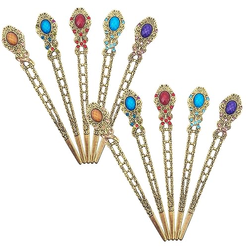 DEARMAMY 10stücke Vintage Haarstäbe Mit Strass Für Frauen Chinesische Haarstäbchen Retro Essstäbchen Für Haarschmuck Haarstyling-accessoires Für Brötchen Haar von DEARMAMY