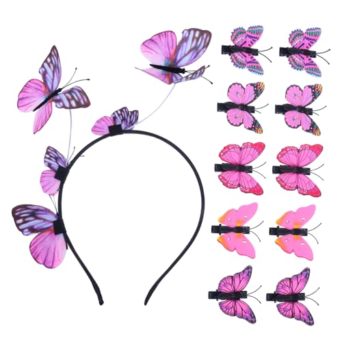 DEARMAMY 11stücke Teiliges Schmetterlinge Haarreif Und Haarspangen Für Damen Festliche Haarschmuck Accessoires Für Geburtstag Halloween Weihnachten Und Partys von DEARMAMY
