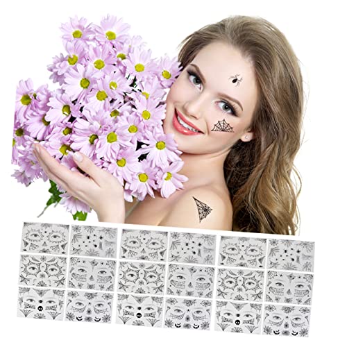DEARMAMY 12 Blatt Halloween Spider Face Tattoos Temporäre Aufkleber für Gesicht und Dekoration Vielseitige Spinnennetzmuster für Halloween Partys von DEARMAMY