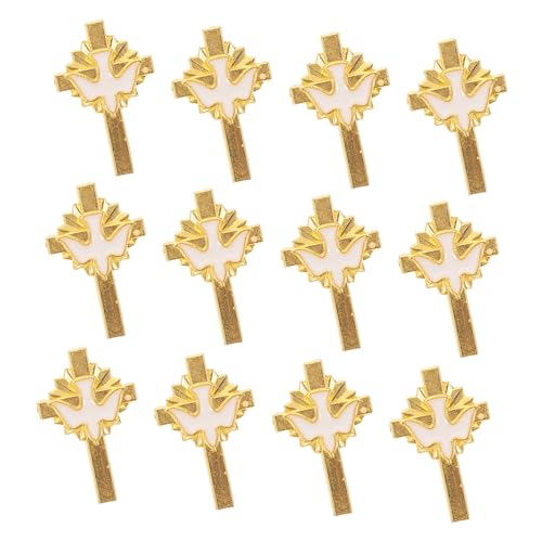 DEARMAMY 12 Stück Friedens Taube Anstecknadeln mit Kreuz Emaillierte Legierung Broschen für Rucksack Kleidung Taschen Leichte Hautfreundliche Religiöse Schmuckaccessoires von DEARMAMY