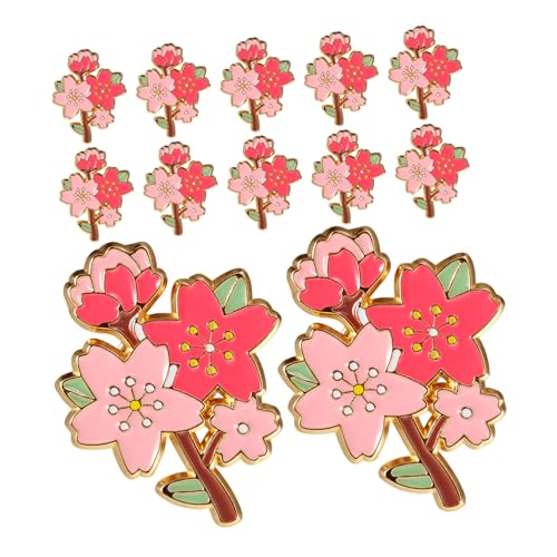 DEARMAMY 12 Stück Kirschblüte Brosche Niedliche Knopfnadeln Süße Pins Für Taschen Dekorative Brosche Metallbrosche Stift Rucksack-knopfnadeln Stifte Für Kleidung Rosa Zinklegierung von DEARMAMY