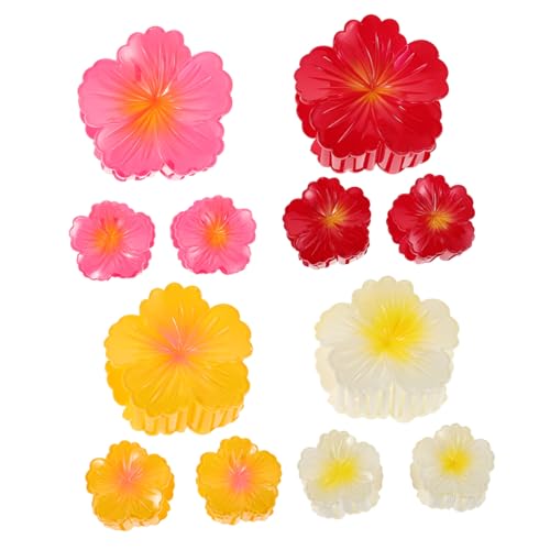 DEARMAMY 12 Stück Teiliges Hawaii Plumeria Haarspangen mit Farbverlauf Weiß Gelb Rot Rutschfeste Blumen claw Clips für Damen Mädchen Tropischer Haarschmuck für Strandurlaub Sommerparty von DEARMAMY