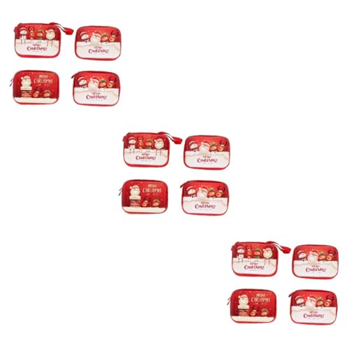 DEARMAMY 12 Stück Teiliges Rechteckige Münztaschen mit Weihnachtsmotiv Robuste Aufbewahrung für Münzen Kopfhörer Schlüssel und Süßigkeiten Langlebiges Material Wiederverwendbar von DEARMAMY