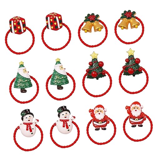 DEARMAMY 12 Stück Teiliges Set Weihnachts Haargummis Elastische Haarbänder für Damen Mädchen Ponytail Halter Bequem Leicht Langlebig Festlich Weihnachtsmotiv von DEARMAMY