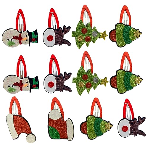 DEARMAMY 12 Stück Teiliges Weihnachts Haarschmuck Dekorative Clips mit Schneemann Rentier und Santa Robuste Spiralspangen Farbecht Bequem Festlicher Haarschmuck für Mädchen und Partys von DEARMAMY