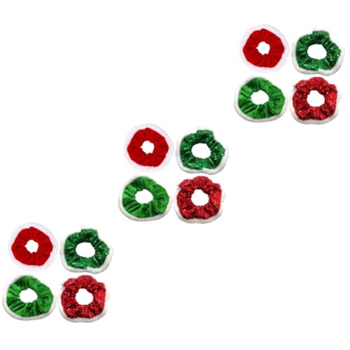 DEARMAMY 12 Stück Teiliges Weihnachts Scrunchie Große Elastische Haargummis für Damen und Mädchen Rote und Grüne Haarschleifen Modische Ponytail Halter für Festliche Frisuren und Alltag von DEARMAMY