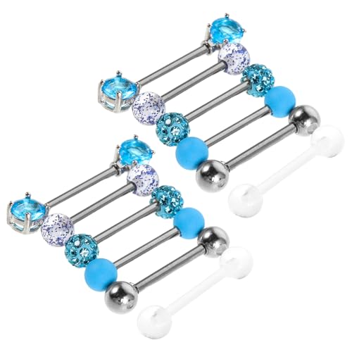 DEARMAMY 12 Stück Zungenringe mit Funkelnden Zirkonsteinen und Acrylperlen für Männer und für Hochzeiten und Partys von DEARMAMY