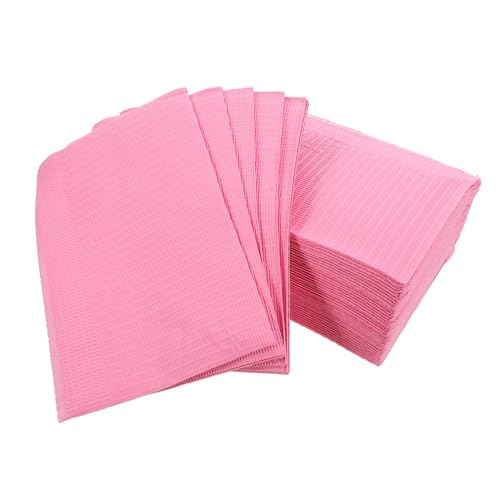 DEARMAMY 125 Stück Dichtung Reinigen Spannbettlaken Bettwäsche Tischdecke Zahnärztliche Versorgung Tischlätzchen Zahnlätzchen Nageltischunterlage Tattoo-reinigungsmittel Rosa Zellstoff von DEARMAMY