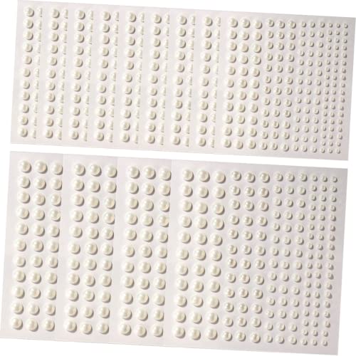 DEARMAMY 12Blätter Selbstklebende Perlen Aufkleber für Gesichtsmakeup Nagelkunst und Handy Dekoration Glitzernde Perlen für DIY und Bastelprojekte Weiße Perlen Hautfreundlich von DEARMAMY