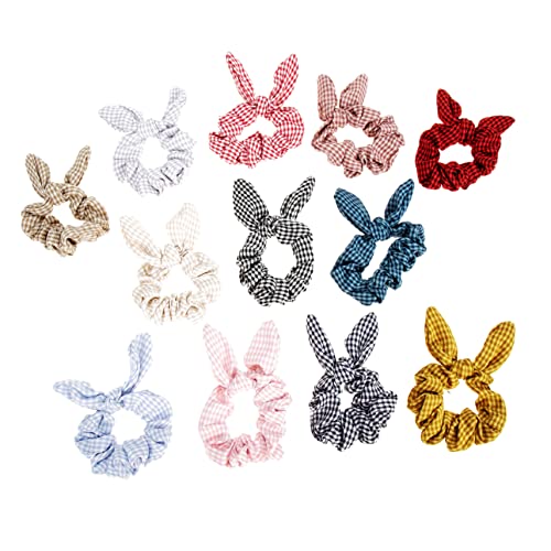 DEARMAMY 12stücke Kariert Haaringe Bogen Haarseile Tuch Haarband Damen Haaraccessoires von DEARMAMY