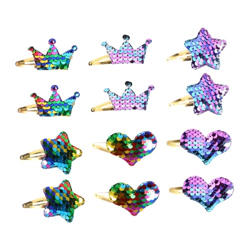 DEARMAMY 12stücke Mädchen Glänzende Pailletten Haarnadel Herz Geformt Glitzer Haarspangen Pailletten Bunte Haar Zubehör von DEARMAMY