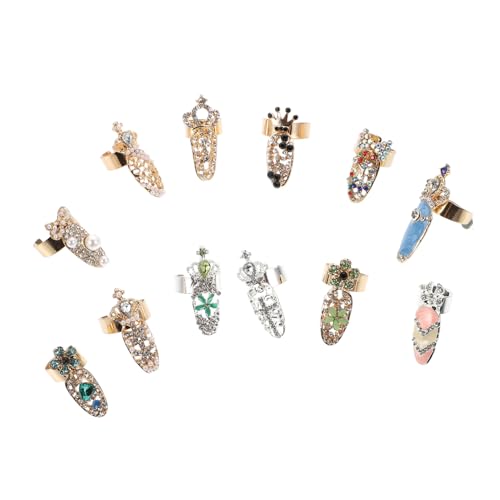 DEARMAMY 12stücke Nagelkunst-dekorationen Nagelkunst-ornamente Damen-maniküre-knuckle-ringe Klebstoff von DEARMAMY