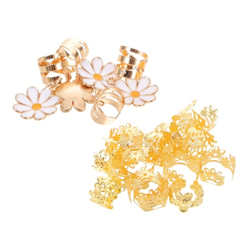 DEARMAMY 135 Stück Teiliges Haar accessoire Legierung Blumen haar manschetten für Zöpfe Leichte Ergonomische für Frauen Dekorative Flecht Dreadlock ringe für Partys von DEARMAMY