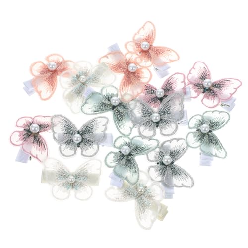 DEARMAMY 15stücke Netz-schmetterlings-haarspangen Kleine Haarspangen Mit Perlendekor Für Damen Attraktives Design Für Geflochtene Oder Glatte Haare Hochzeit Geburtstag Verlobung von DEARMAMY