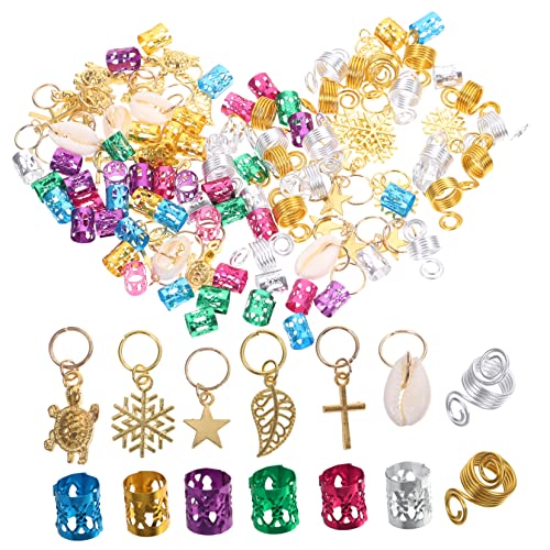 DEARMAMY 150 Stück Haarzubehör Haarschmuck Ringe und Anhänger für Geflochtene Frisuren für Damen und Diy Haarschmuck für Partys und Festivals von DEARMAMY