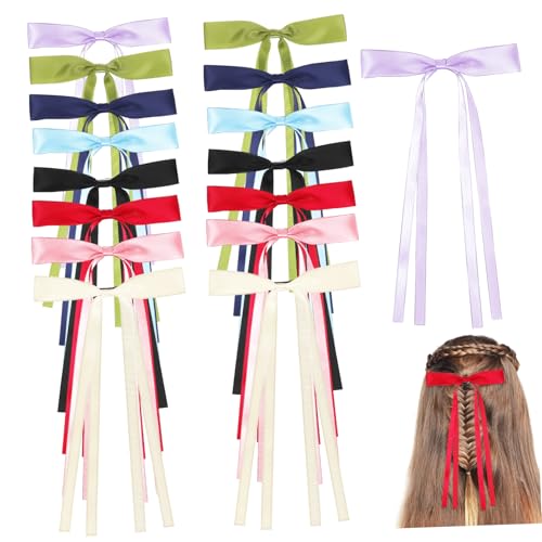 DEARMAMY 16 Stück Schleife Haarnadel Ripsband Mode Styling Mädchen Haarschleifen Quaste Haarschleifen Für Mädchen Schleifen Für Mädchenhaare Mini Bunt Schleifenclips Bogen Rosa Polyester von DEARMAMY