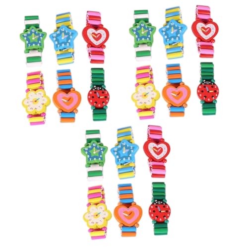 DEARMAMY 18 STK Holz Uhr Kinderhandwerk Kinder bastelset uhrenwender Weihnachts-Slap-Armbänder gefälschte Kinderuhr Spielzeug Basteln für Erwachsene Simulationsuhr Holz Armbanduhren Hölzern von DEARMAMY