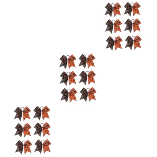 DEARMAMY 18 Stck Teiliges Halloween Haargummi mit Elastischen Orangefarbenen Spinnennetz Schleifen Weicher Haarschmuck für Mädchen Ponytail Halter Einfach zu Befestigen für Kostüm und von DEARMAMY