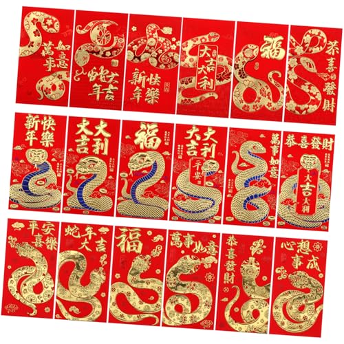 DEARMAMY 18stücke Rote Umschläge Chinesisches Neujahr Schlangen Thema Glücksgeldumschläge Für Frühlingsfest Mondneujahr von DEARMAMY