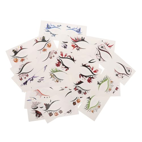 DEARMAMY 19 Stück Teiliges Halloween Eyeliner Sticker mit Wasserfesten Spider Web und Kürbis Motiven Sanft Abziehbare Augen-make-up Tattoos für Karneval und Kostümparty von DEARMAMY