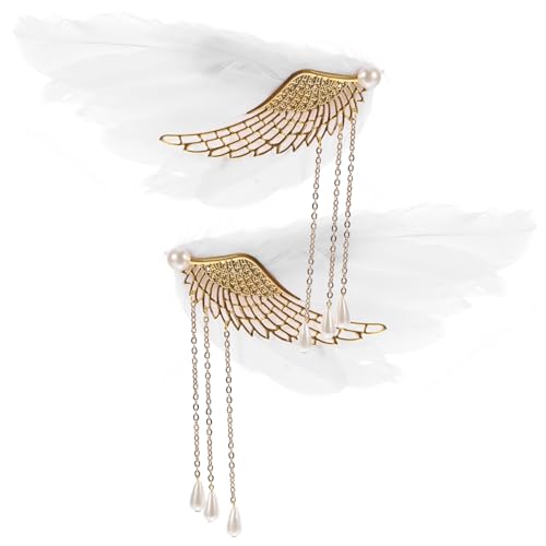 DEARMAMY 1Paar Plume Haarspangen mit Quasten für Damen Hochzeitsbraut Haarschmuck Eleganter Haarklammer für Festlichkeiten und Bühnenaufführungen Wiederverwendbar Bequem von DEARMAMY