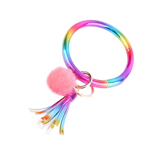 DEARMAMY Schlüsselring Armband Mit Quasten Und Plüschball Handgelenk Schlüsselanhänger Für Familie Und Freunde Für Und Dekoration Bunt von DEARMAMY