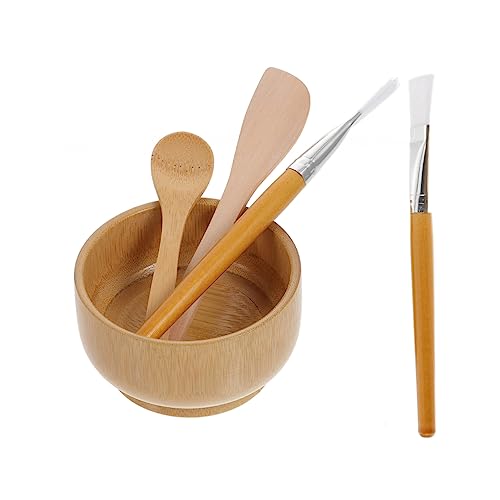 DEARMAMY 1Satz DIY Maskenschalen Set Aus Hochwertigem Holz Mit Pinsel Und Löffel Wiederverwendbare Für Gesichtsmaske DIY Teiliges Set Zur Hautpflege Und Kosmetik von DEARMAMY