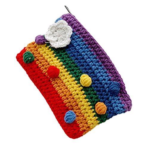 DEARMAMY 1Stk Geldbeutel Regenbogen kleine geldbörsen für Damen gehäkelte Geldbörse Häkelset Münzbeutel Bausatz gewebesäcke Knitting Bag Bunte Tasche gestrickte Brieftasche Garn Colorful von DEARMAMY