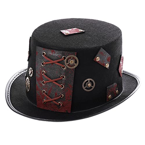 DEARMAMY 1stück Steampunk Halloween Hut Für Und Dekoratives Kostümzubehör Für Festivals Und Partys Gothic-design Schwarz von DEARMAMY