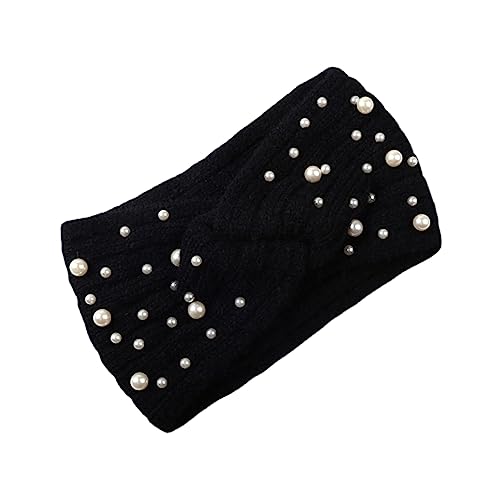 DEARMAMY Gestricktes Stirnband Mit Perlen Für Damen Winter Stirnband Warm Haarband Für Frauen Bei Outdoor-aktivitäten von DEARMAMY