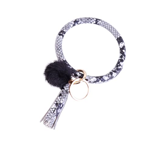 DEARMAMY Modischer Schlüsselanhänger Aus Plüsch Mit Quaste Genarbtem Leder Schlüsselanhänger Für Armband- von DEARMAMY