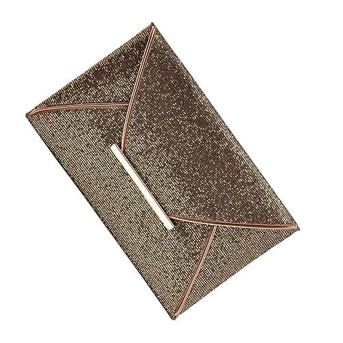 DEARMAMY Umschlaghandtasche Für Damen Mit Pailletten Elegant Für Partys Und Abende Geldbörse in Kaffee-Farbe Für Handy Brille Und Zubehör von DEARMAMY