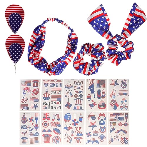 DEARMAMY Amerikanische Flagge Ohrringe Und Stirnband Für Sommer Party Dekoration Unabhängigkeitstag Accessoires Für Frauen Und Mädchen von DEARMAMY