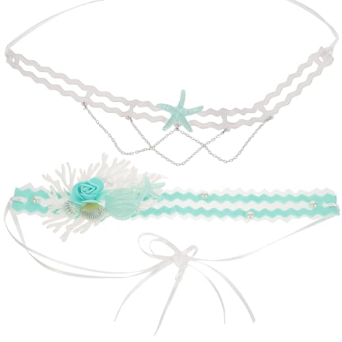 DEARMAMY Sea Star Halskette Mit Muschel Stirnband Meerjungfrau Accessoires Für Damen Strand Schmuck Set Für Meeresparty Und Fotografie von DEARMAMY