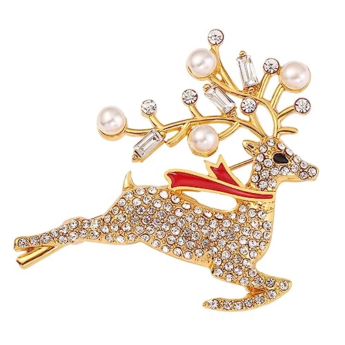DEARMAMY Anstecknadel Weihnachtsbrosche 1 Stück Elch-brosche Legierung Weihnachts-anstecker Gold Weihnachts-accessoire für Frauen von DEARMAMY