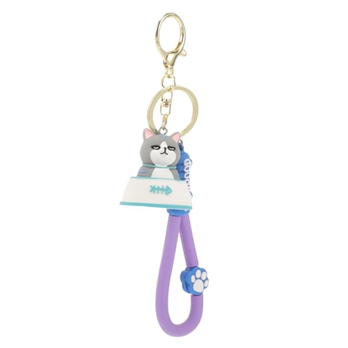 DEARMAMY 1stk Katze Schlüsselanhänger Autoschlüssel-schlüsselanhänger Kette Charme-schlüsselanhänger Plüsch Schlüsselanhänger Schmuck Ringe Netter Schlüsselbund Taschenzubehör Harz Grey von DEARMAMY