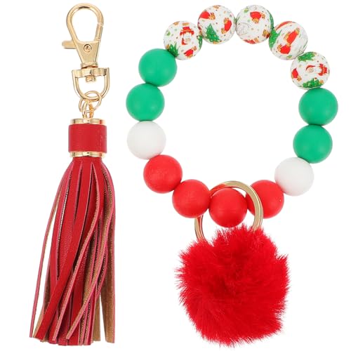 DEARMAMY 1stk Quaste Fellknäuel Armband Brieftaschenschlüsselkette Mädchen Armband Schlüsselanhänger Auto Schlüsselanhänger Quastenarmband Schlüsselanhänger Gewebtes Armband Rot Leder von DEARMAMY