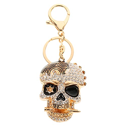 DEARMAMY 1stk Schädel Schlüssel Bund Schlüsselanhänger Diamant Fahren Kette Für Auto Metallic-geldbörsen Für Damen Ring Taschendekoration Tasche Zubehör Black Legierung von DEARMAMY